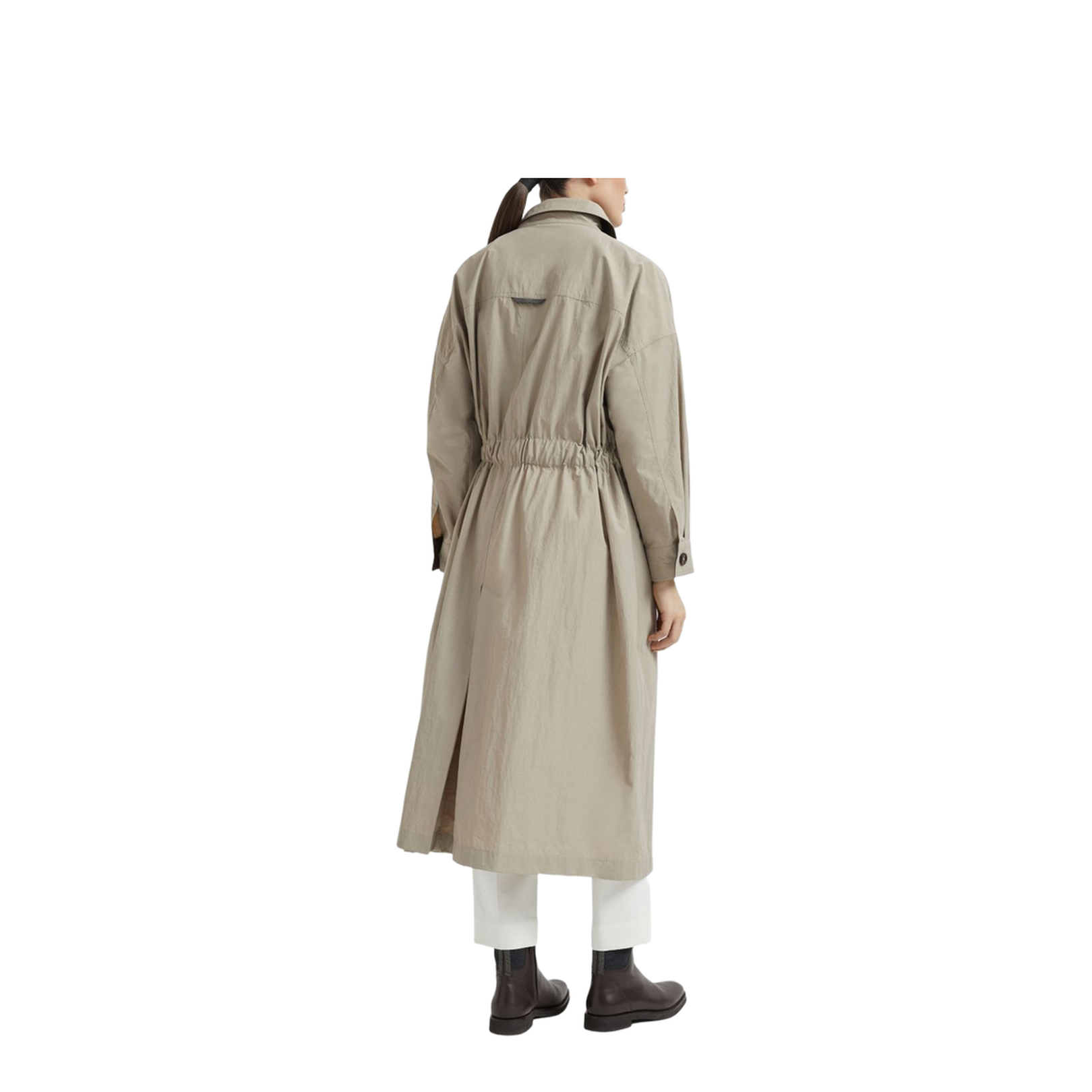 Trench Coat with Monili in Beige