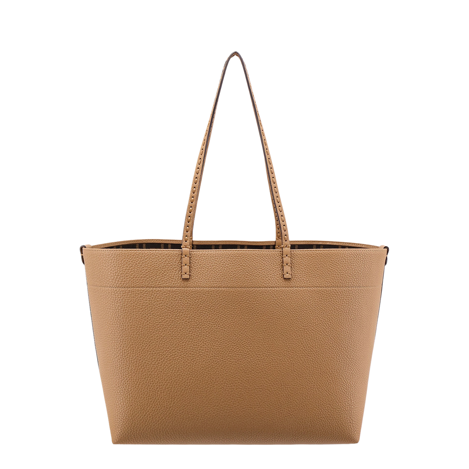 Roll Medium Leather Structured Tote - Tan