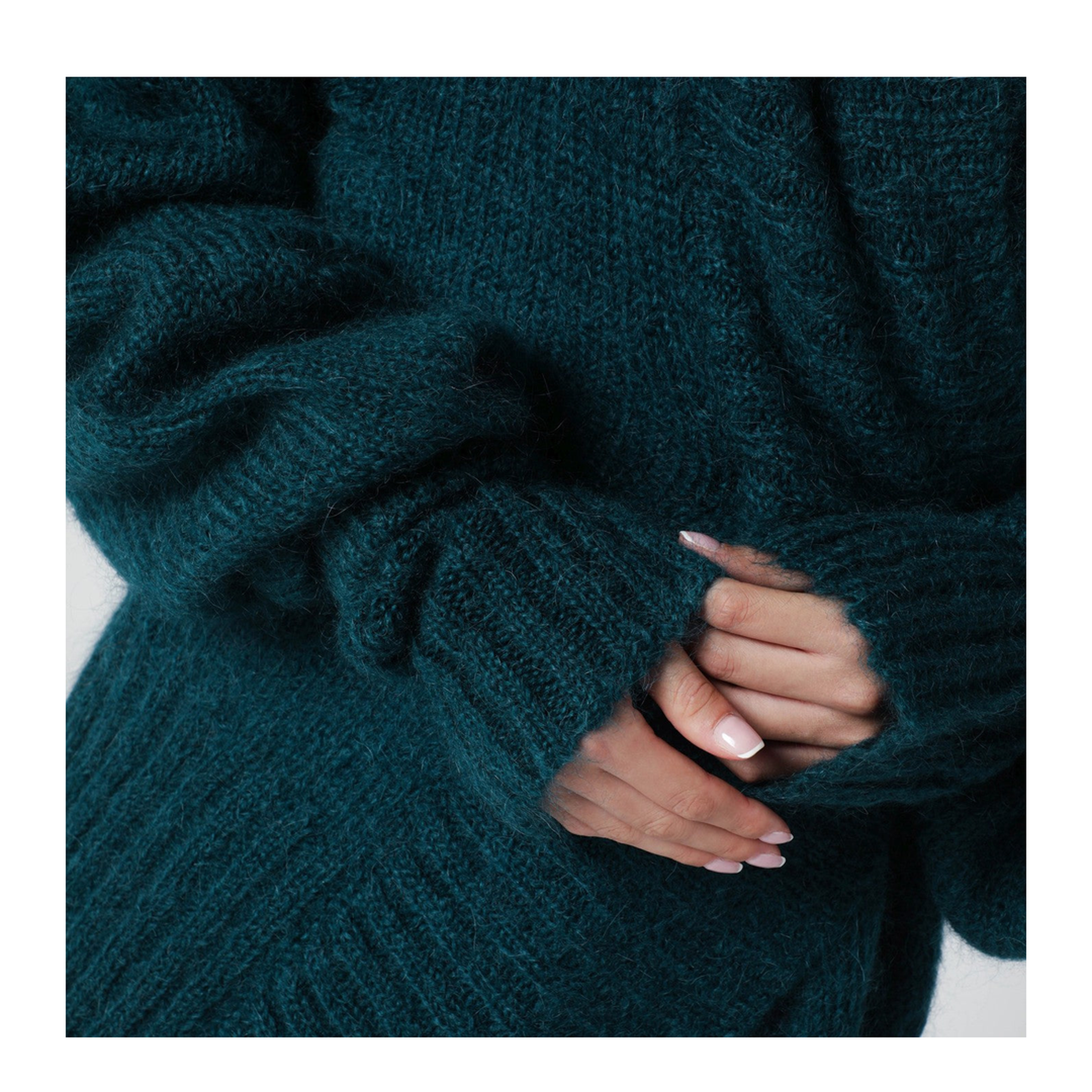 Oversized Petroleum Green Mohair-Blend Sweater