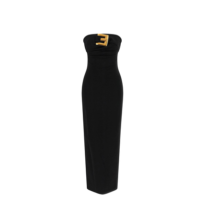 Belted Bustier Long Dress Black