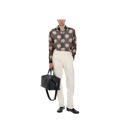 Printed Black Organza Shirt