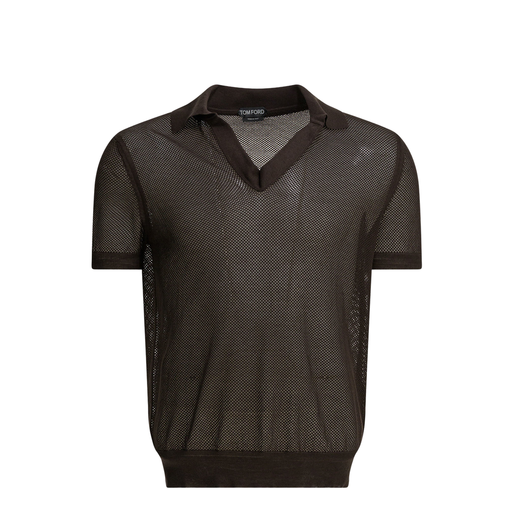 Silk Blend Buttonless Polo Shirt