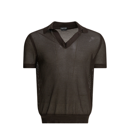 Silk Blend Buttonless Polo Shirt