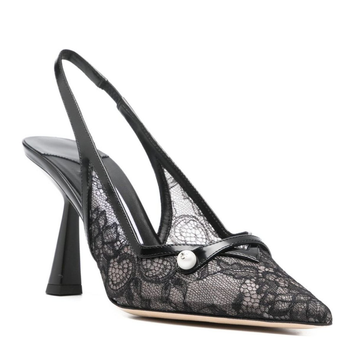 MAYFEYR - Jimmy Choo - Amita Pointed Toe Slingback Pumps - AMITA85DRHBLACKBLACK