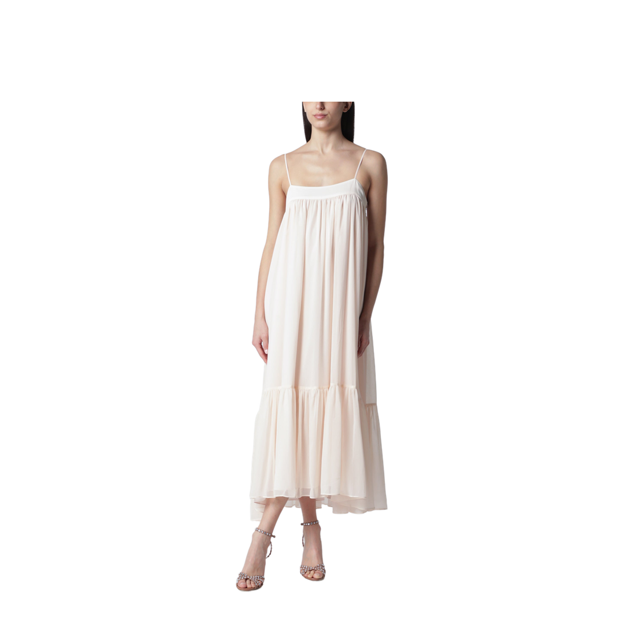 Light Pink Chiffon Flared Dress