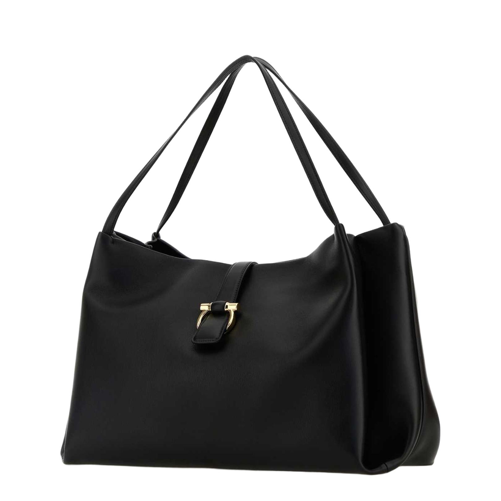 Black Leather Shopping Bag