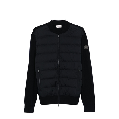 Nylon Down Jacket with Wool Sleeves