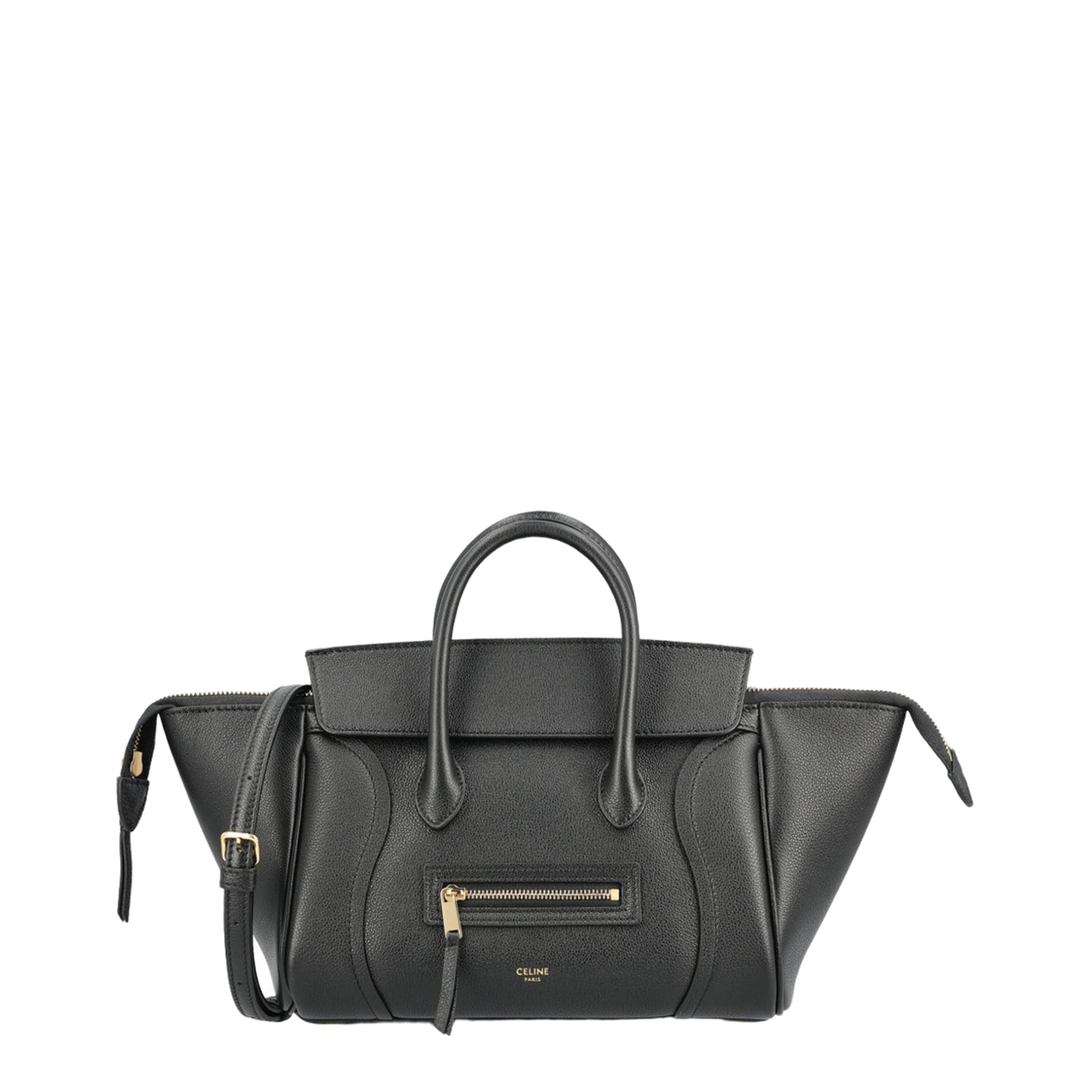 Luggage Small Calfskin Top Handle Bag - Black