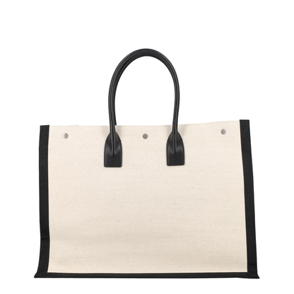 Rive Gauche Large Canvas Tote Bags - White