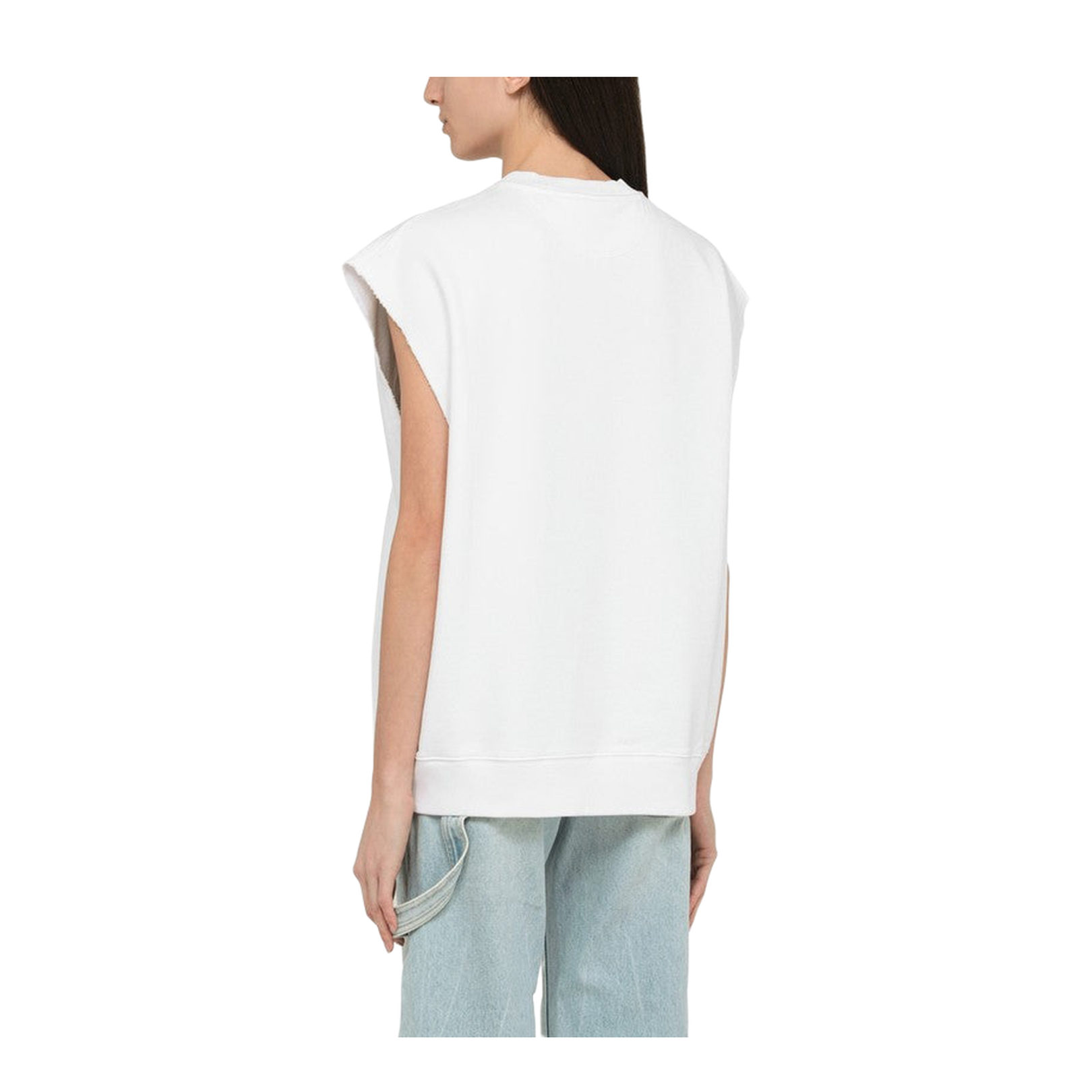 White Cotton Crew-Neck Tank Top
