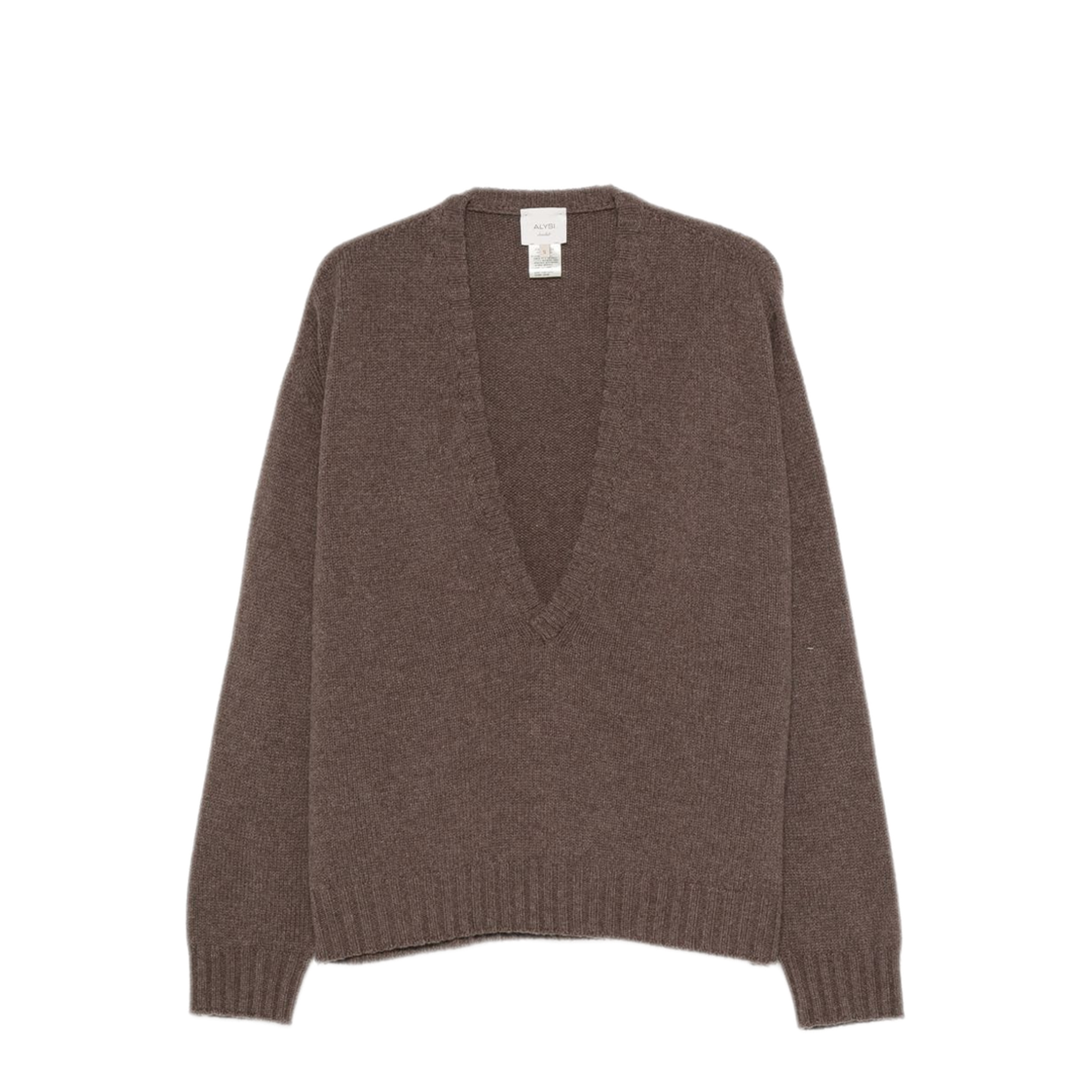 MAYFEYR - Alysi - Brown Knitted V Neck Sweater - 266468A6223CAFFE
