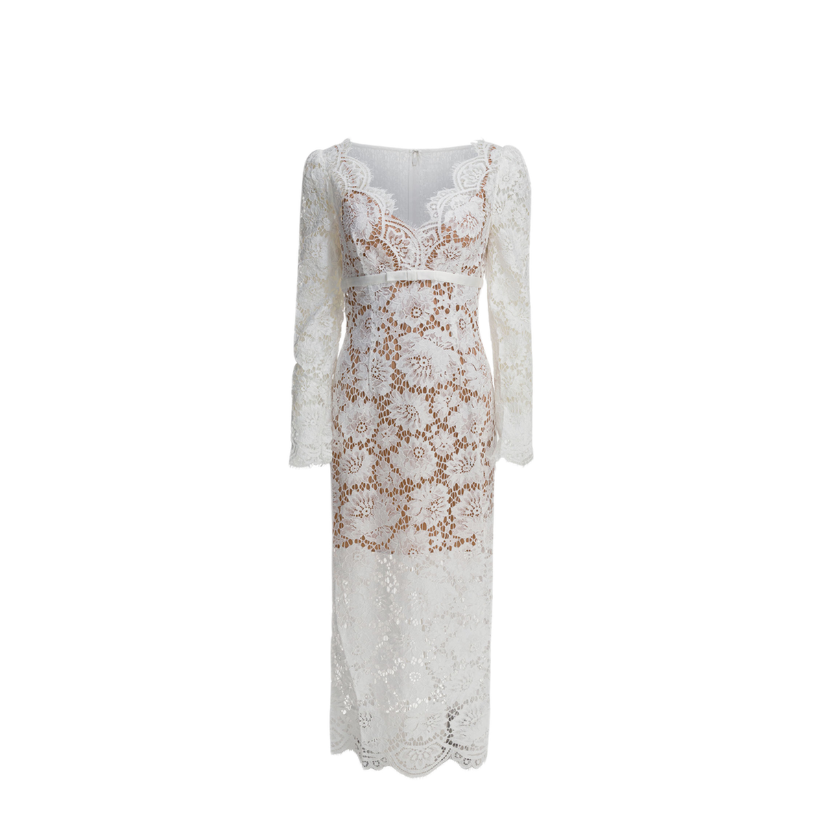MAYFEYR - Self Portrait - Long Lace Dress - AW25202MWWHITE