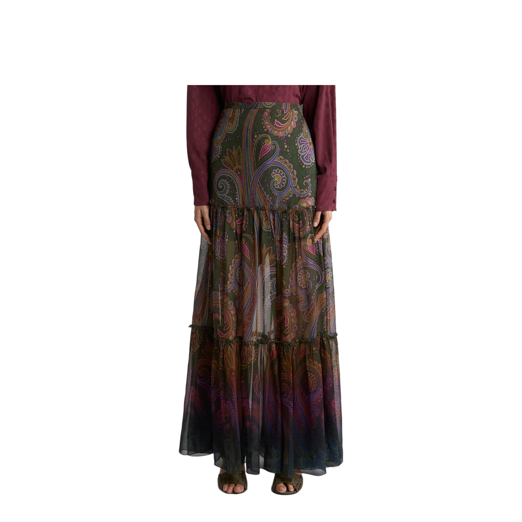 MAYFEYR - Etro - Silk Maxi Skirt With Placed Paisley Print - WRFA021699SP11H