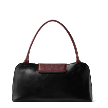 Vivian Medium Calf Leather Shoulder Bag - Aj Black Rosewood