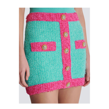 Button Two-Tone Skirt