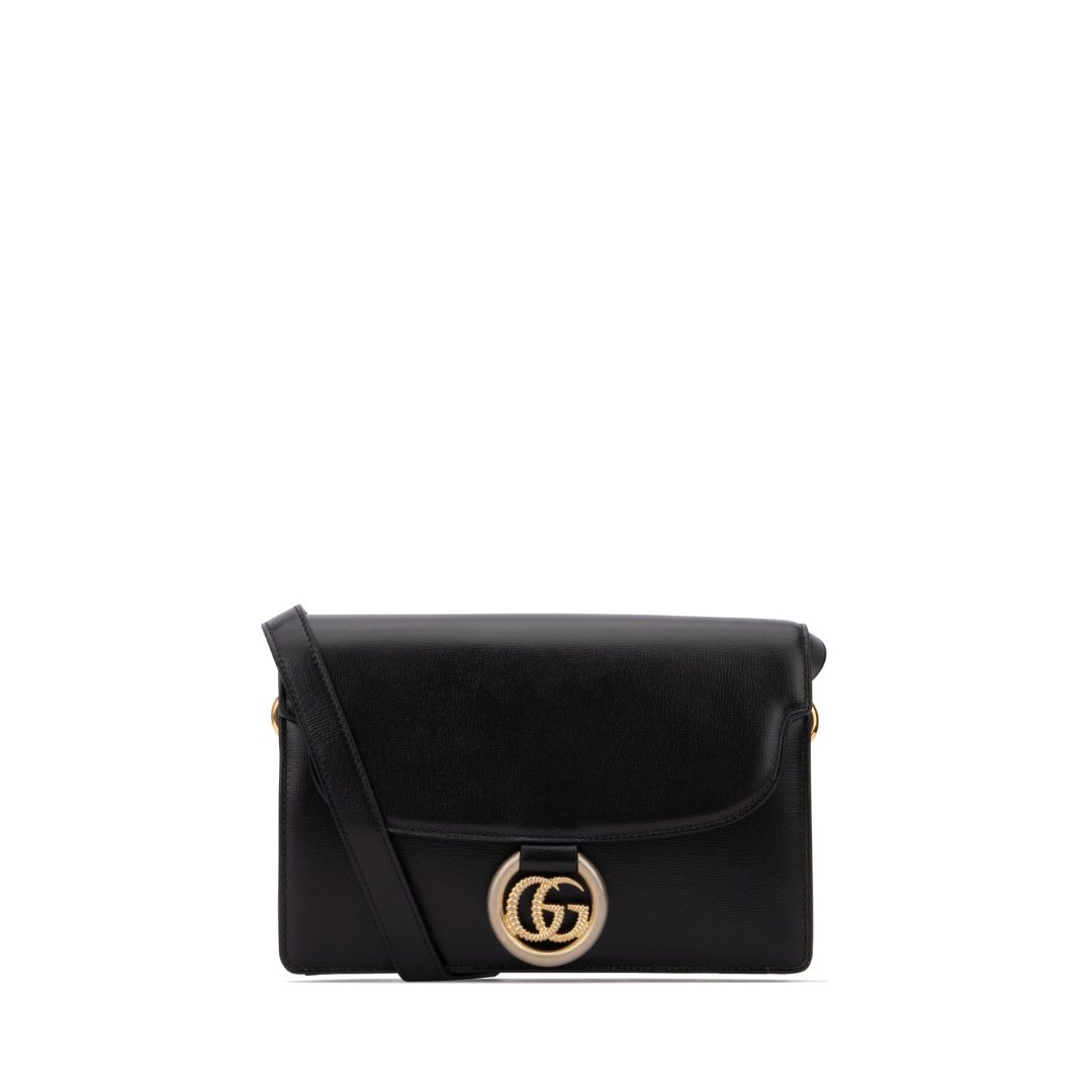 Gg Ring Gold Logo Leather Shoulder Messenger