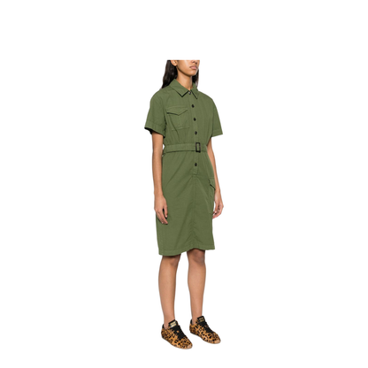 Cotton Shirt Dress in Green