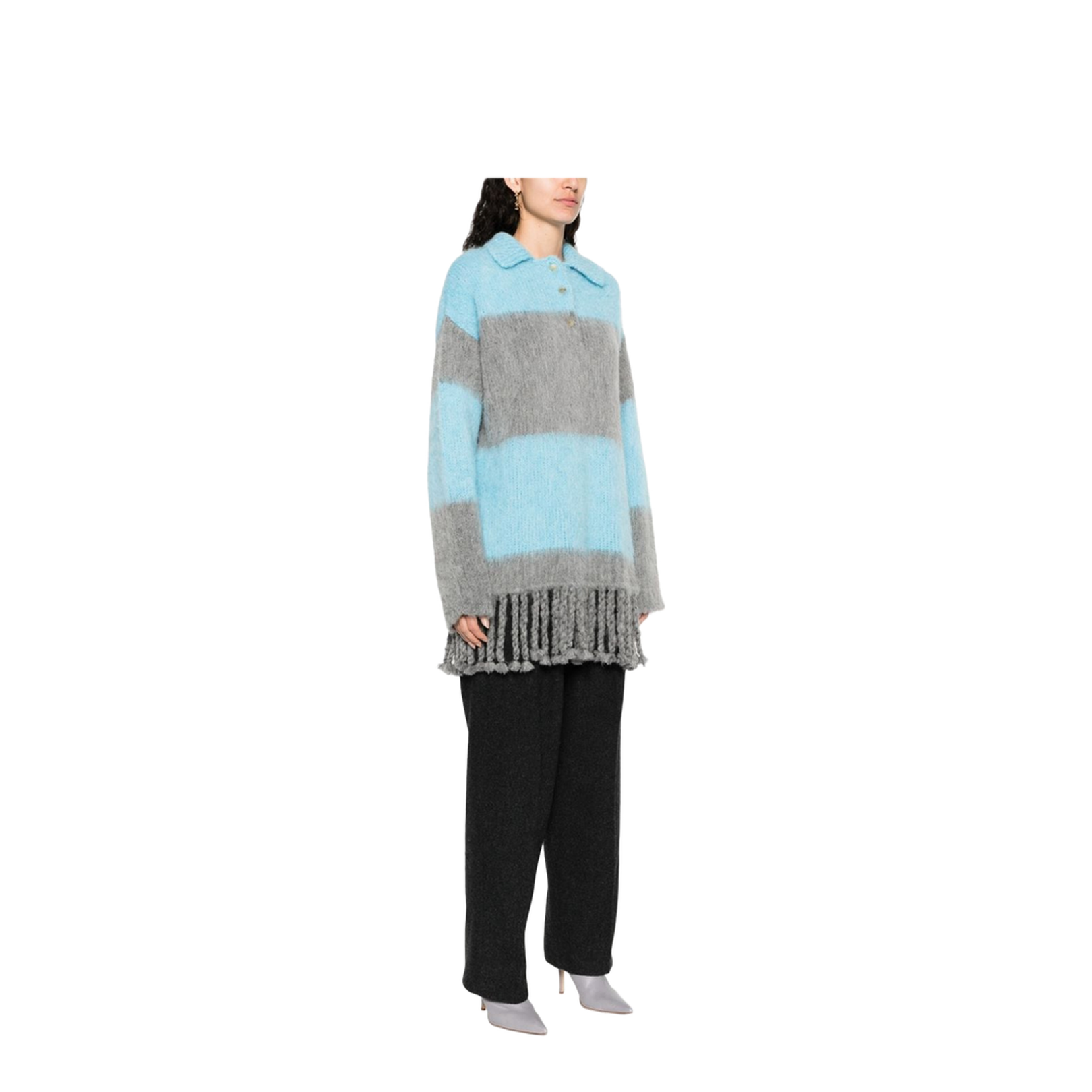 Fringed-Edge Sweater Minidress