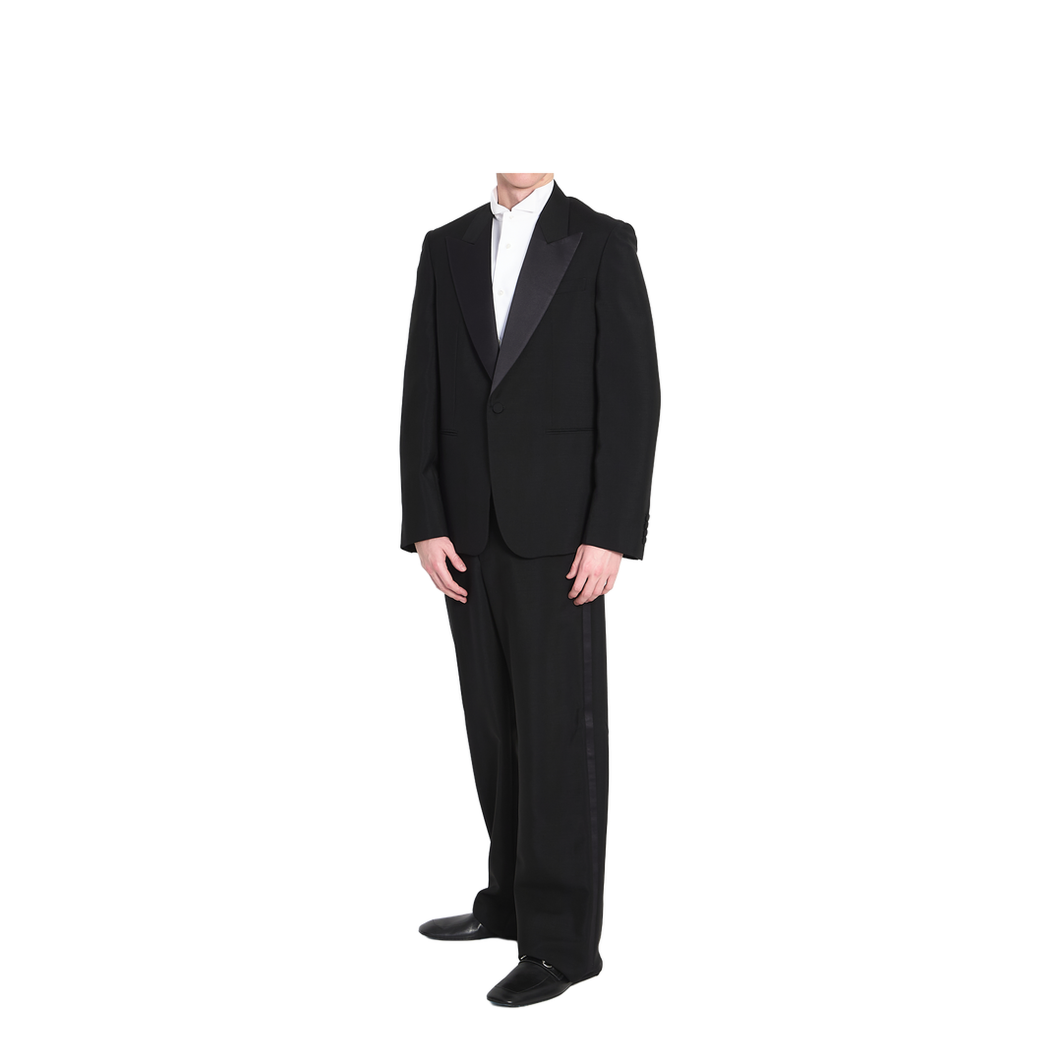 Light Wool Mohair Canvas Suit in Black