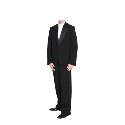 Light Wool Mohair Canvas Suit in Black