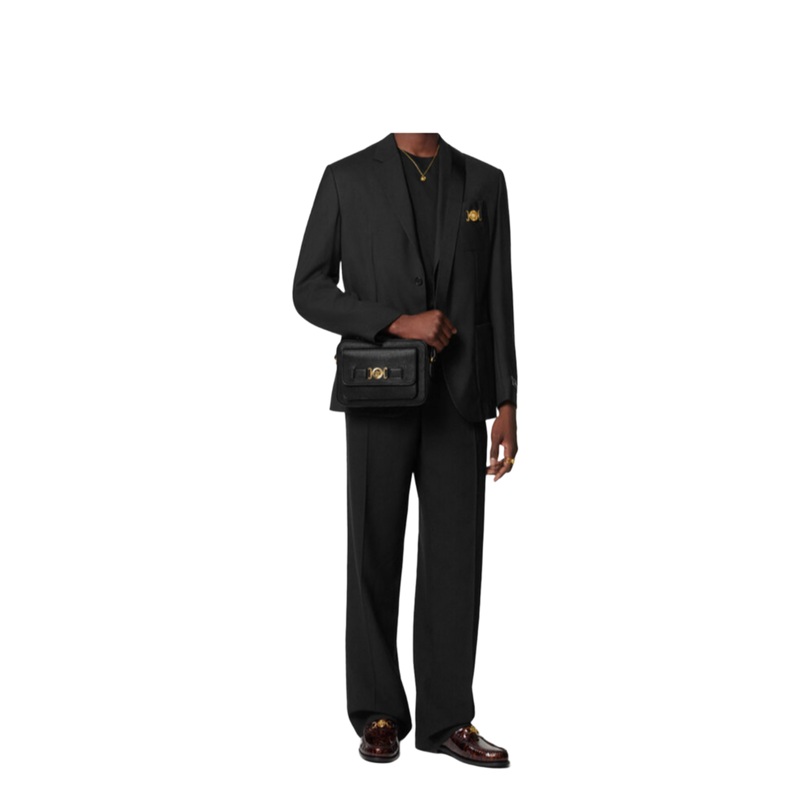 Leather Messenger Bag - Black Goatskin