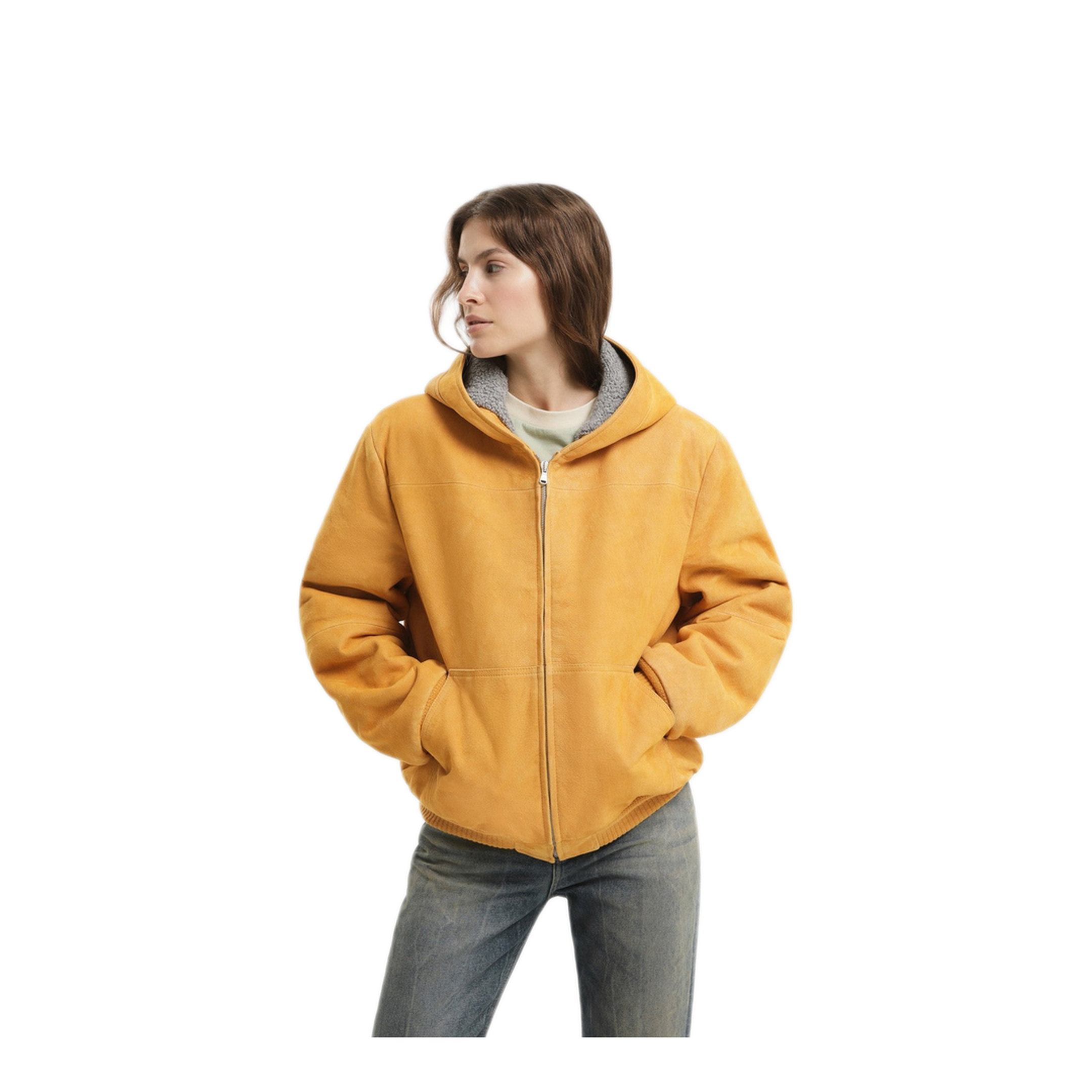 MAYFEYR - 1989 STUDIO - Yellow Suede Hoodie - F04WLB005LEA0013000