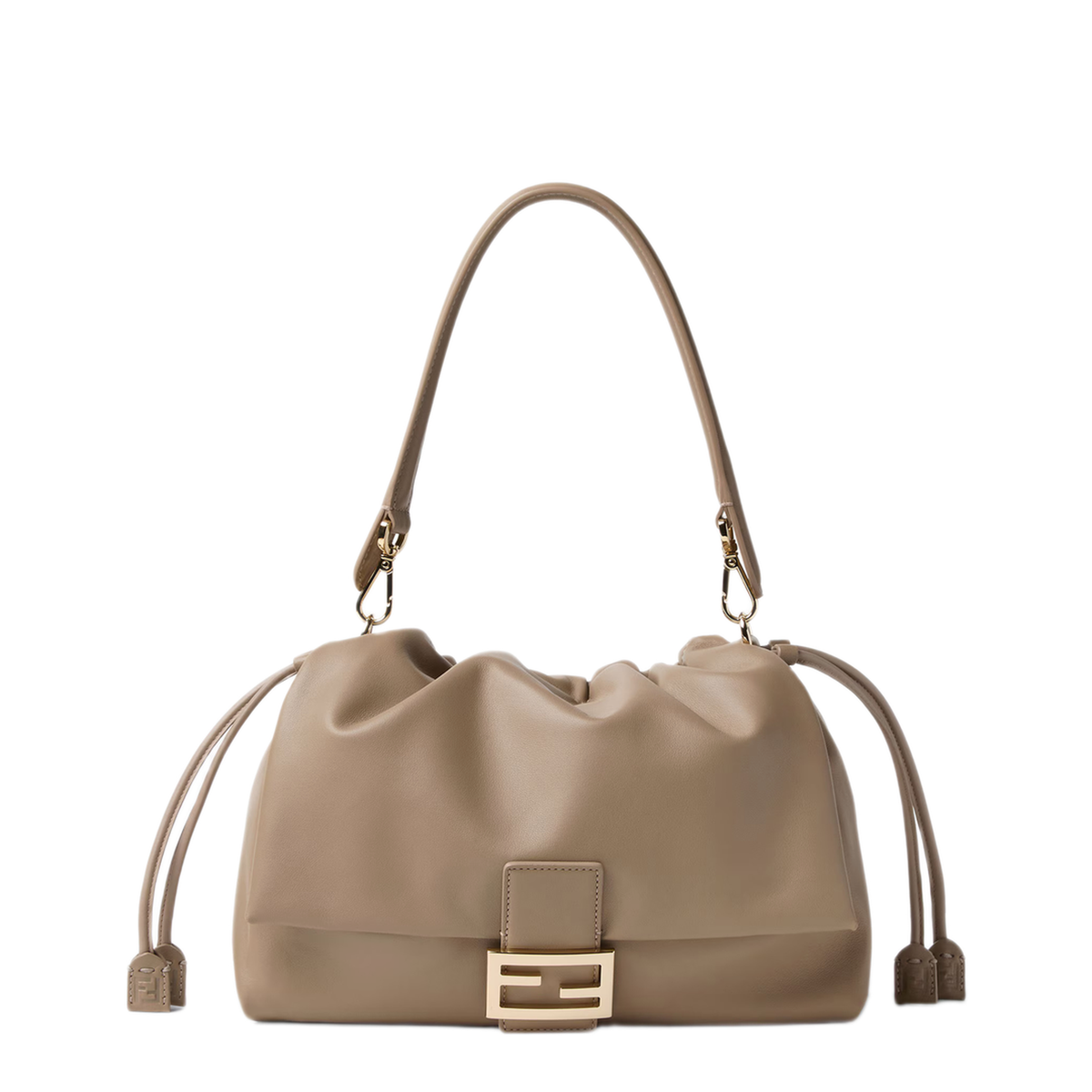 Baguette Soft Large Lambskin One Shoulder Bag - Taupe