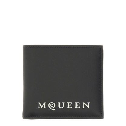 Alexander McQueen McQueen Bifold Wallet With Logo In Black Calfskin