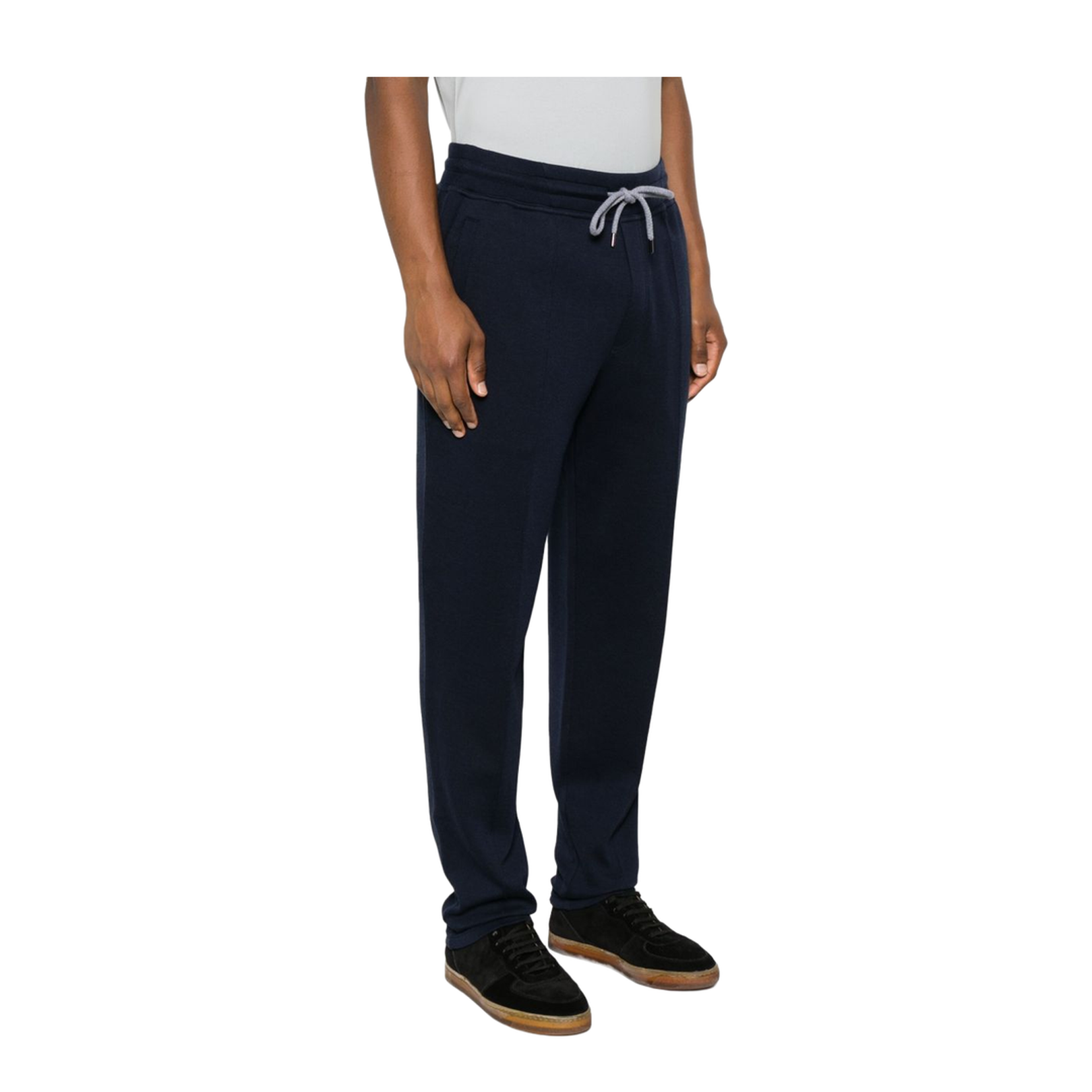 Navy Blue Cotton-Cashmere Blend Trousers