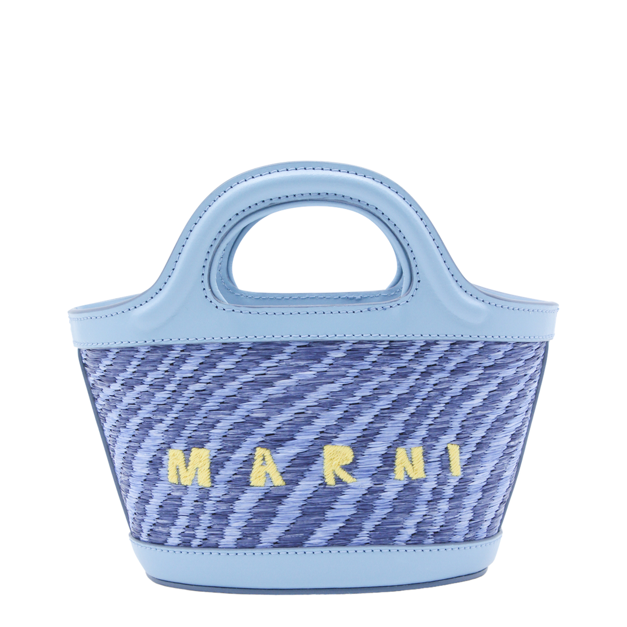 Blue Wavy Raffia-Effect Tropicalia Micro Bag