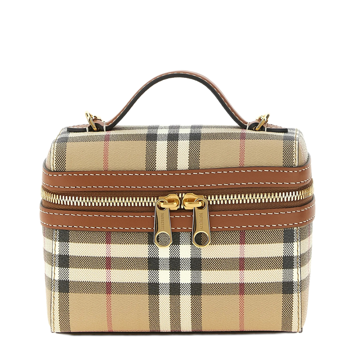 Mini Check Calf Leather Vanity Bag - Archive Beige