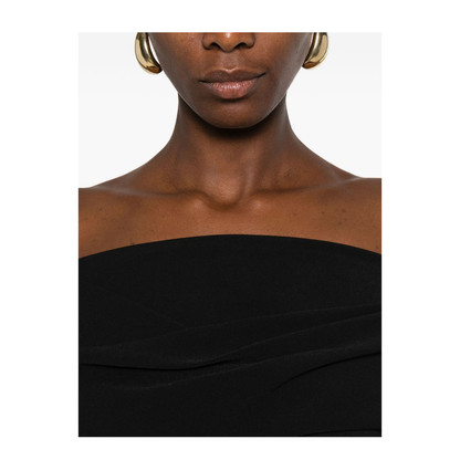 Black Off-Shoulder Neckline Maxi Length Dress
