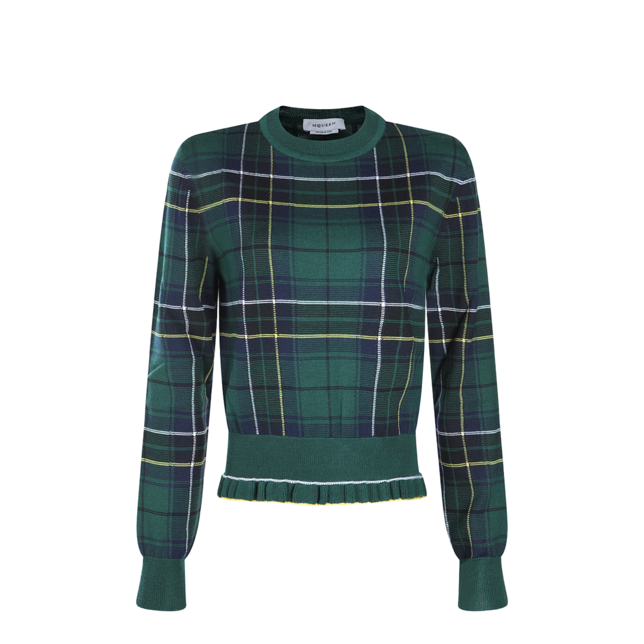 Wool Tartan Jumper Dark Green Blue