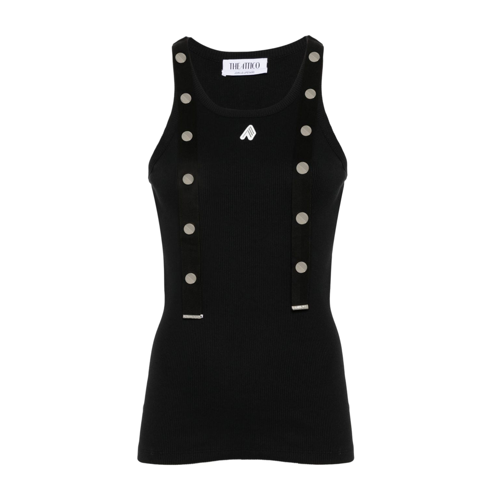 Black Cotton Ribbed Knit Tank Top