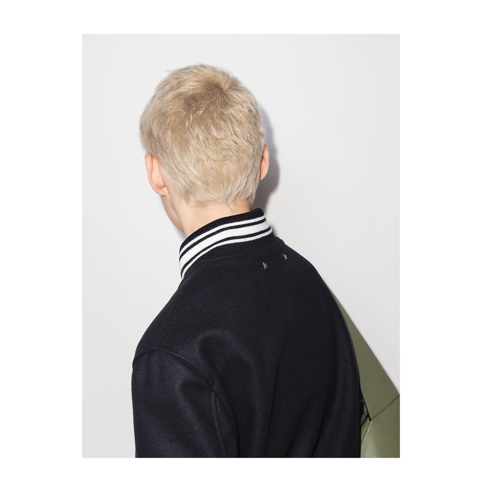 Black Virgin Wool Embroidered-Logo Bomber Jacket