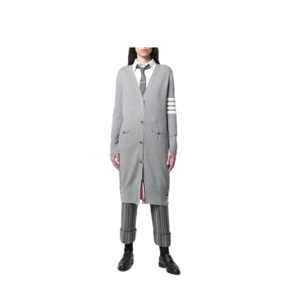 MAYFEYR - Thom Browne - Milano Stitch Long V Neck Cardigan In Fine Merino Wool - FKC289A00014055