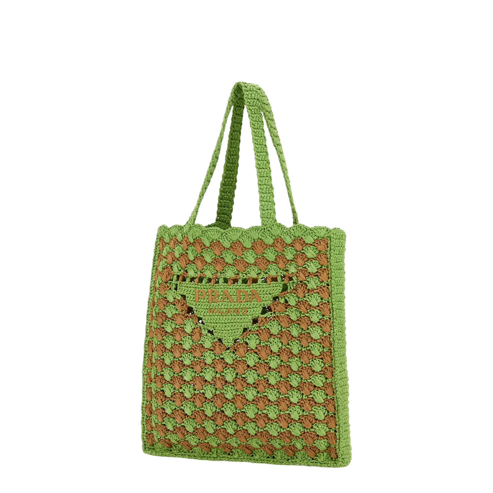 Two-tone raffia shopping bag