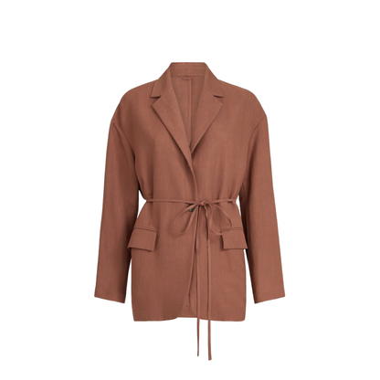 Fluid Viscose and Linen Twill Jacket with Jewellery