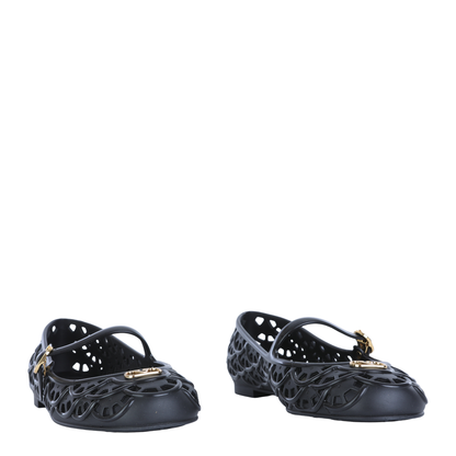 Black VLogo Signature Rubber Ballet Flats