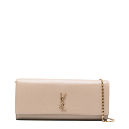 Kate Calf Leather Clutch - Dark Beige (Beige)