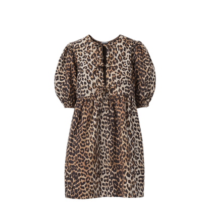 Printed Tie String Poplin Mini Dress