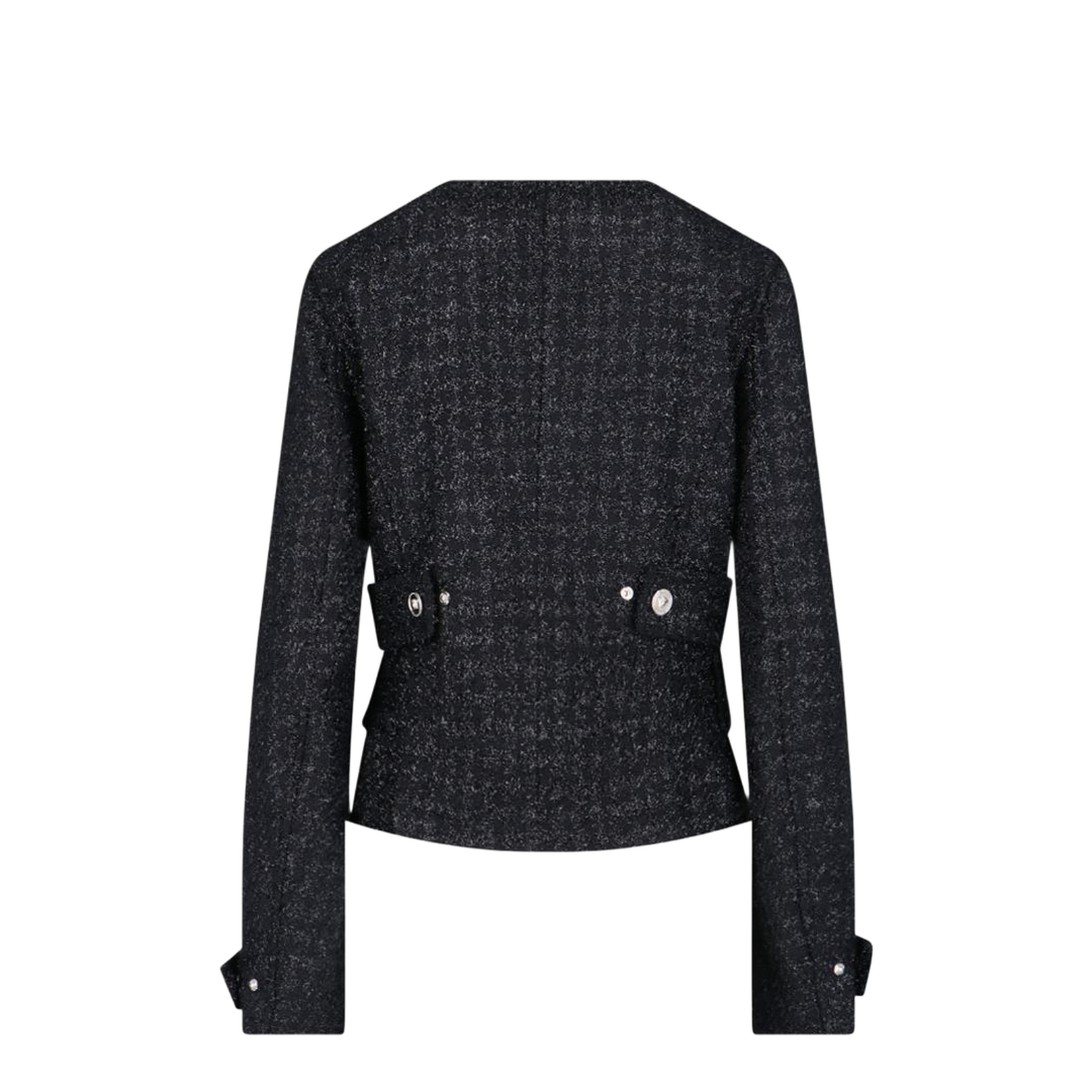 Black Lurex Jacket with Medusa Silver-tone Hardware