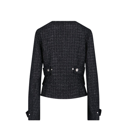 Black Lurex Jacket with Medusa Silver-tone Hardware