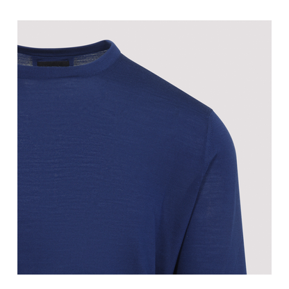 MAYFEYR - GIORGIO ARMANI - Royal Blue Virgin Wool Sweater - 8NSM01SM99ZUB130