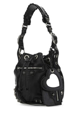 Le Cagole XS Bucket Bag in Black, Silver hardware