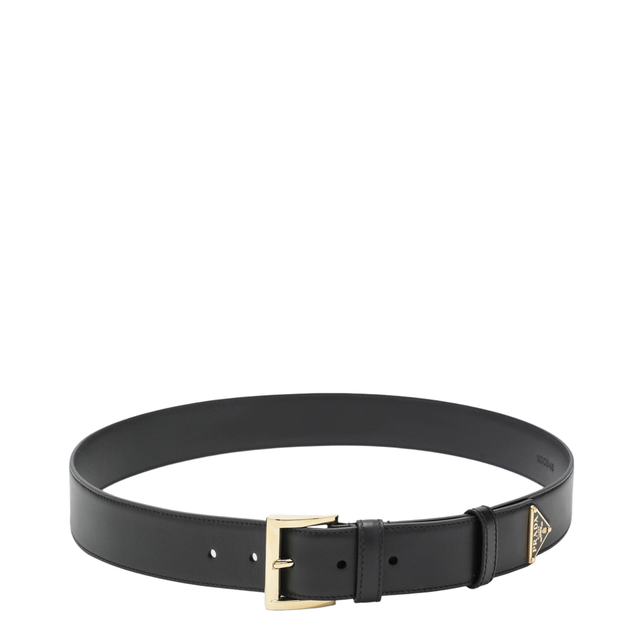 MAYFEYR - Prada - Black Leather Belt With Triangle Logo - 1CC5458NQF0632