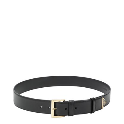 MAYFEYR - Prada - Black Leather Belt With Triangle Logo - 1CC5458NQF0632