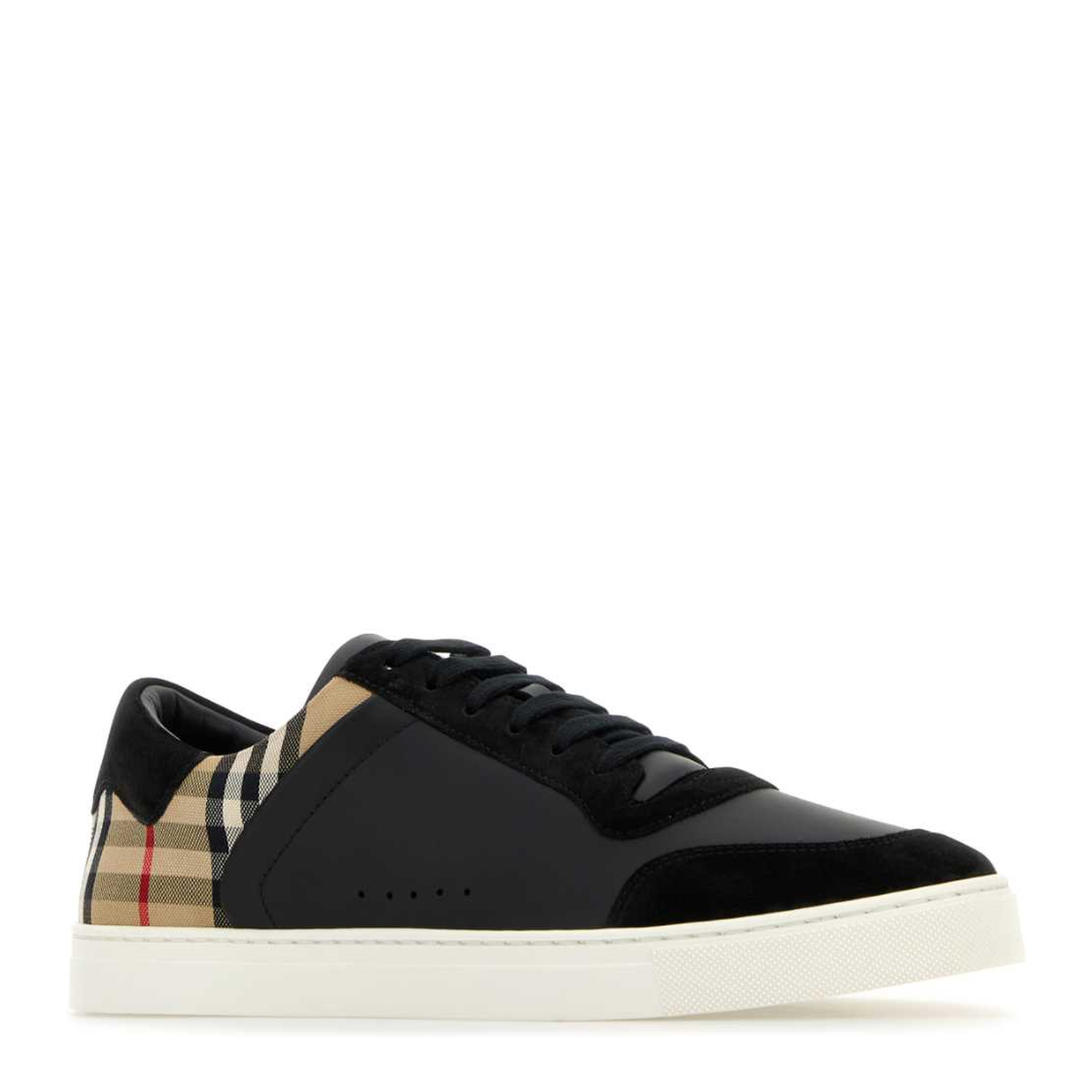 Check and Leather Sneaker