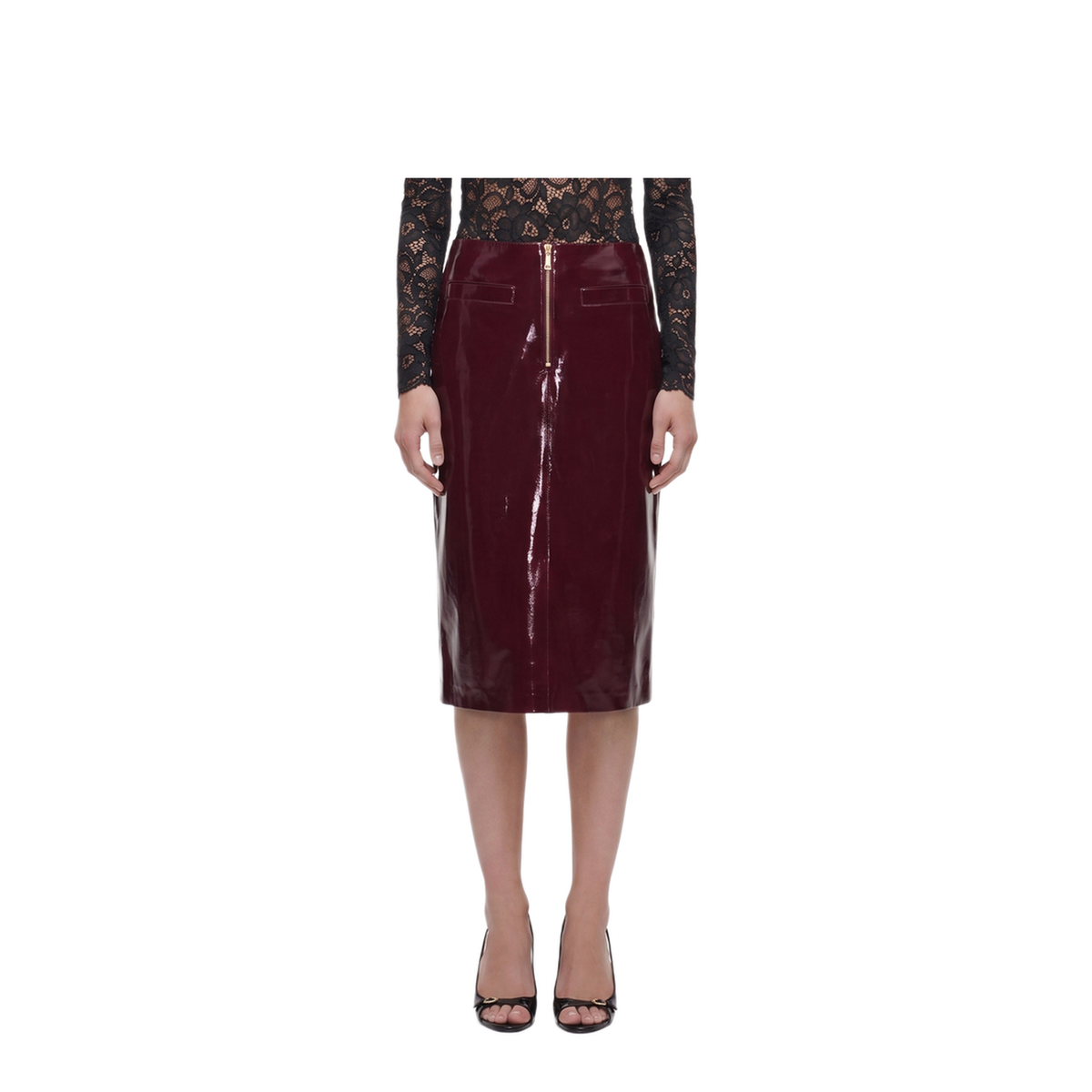 MAYFEYR - Self Portrait - Purple Faux Leather Midi Skirt - AW26080MSKPU