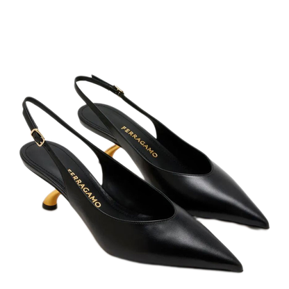 MAYFEYR - Ferragamo - Cleya 55 S-Shaped Leather Slingback - 01L530793598NERO